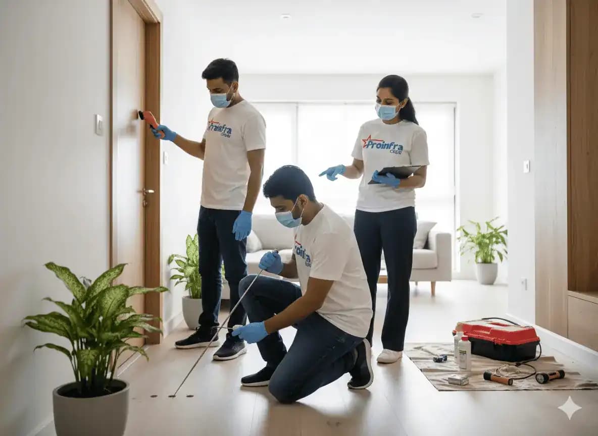 Termite control inspection and treatment setup